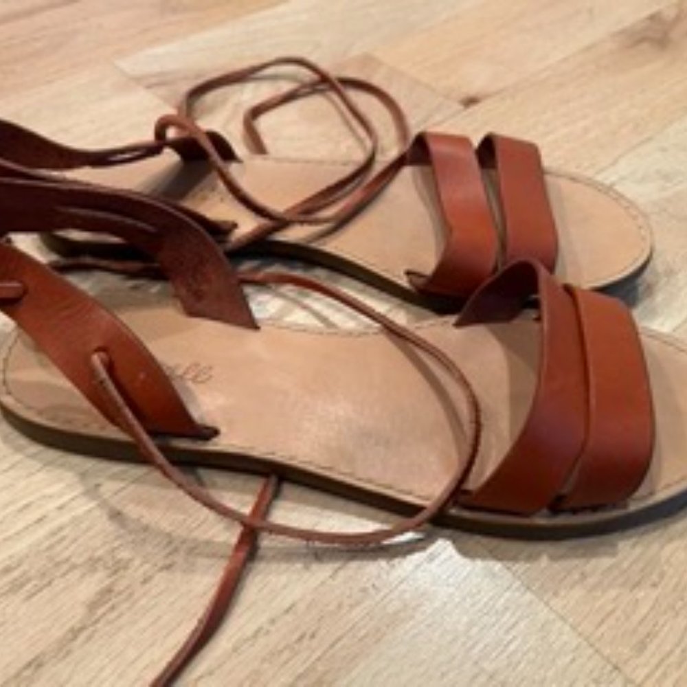 Madewell The Boardwalk Ankle-Tie Sandal Size 9.5 - Picture 4 of 5